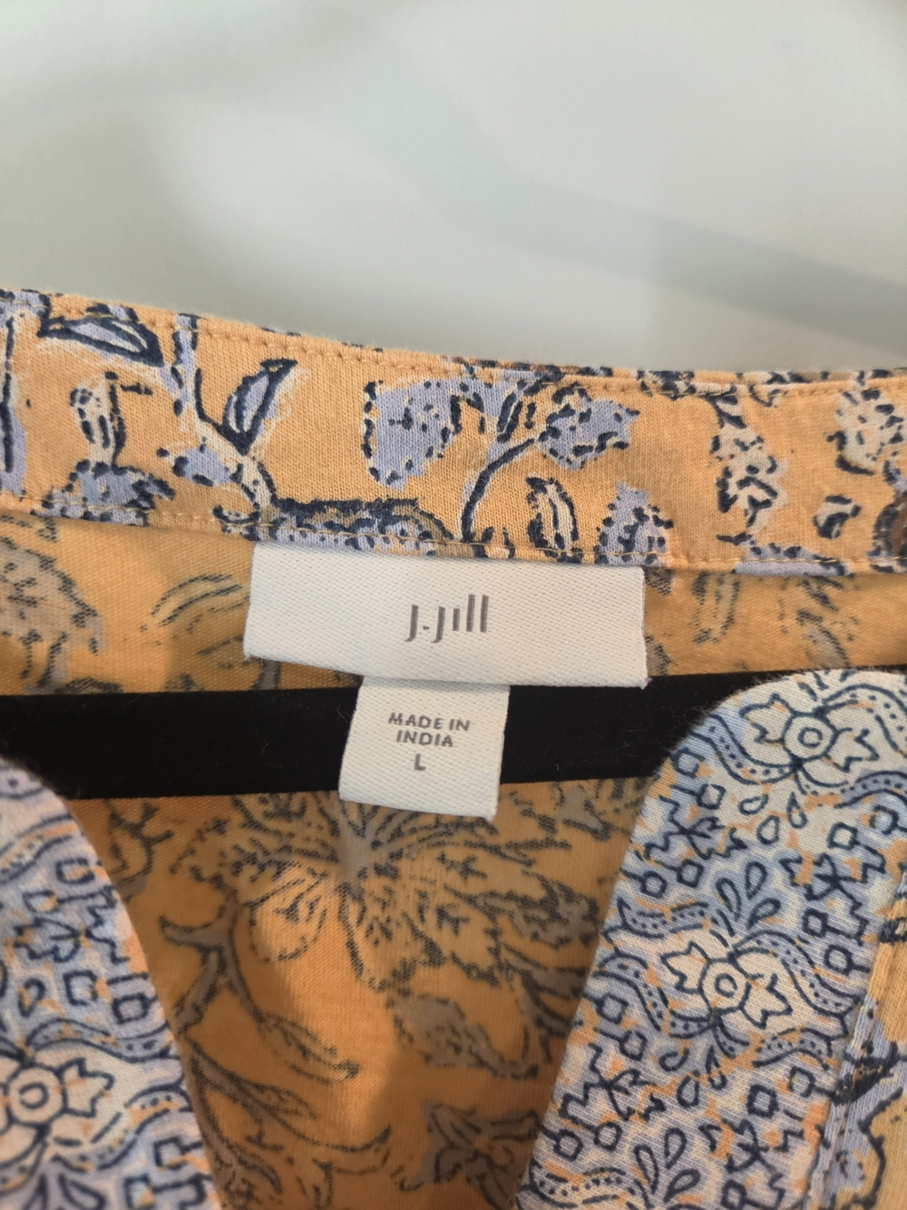 J. Jill Floral Boho Tunic Blouse 3/4 Sleeve Split Neck Relaxed Fit Size Large - Picture 3 of 6